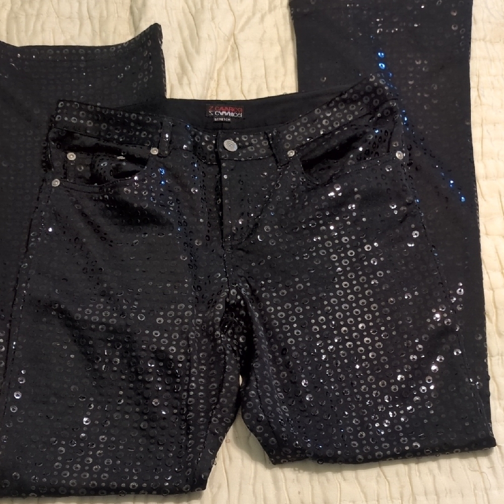 Z. Cavaricci Black Sequin Jeans Vintage And Playful